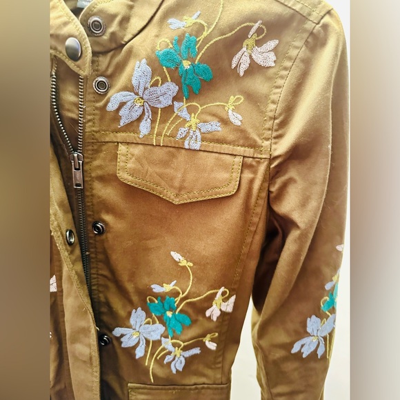 Ann Taylor Olive Green Embroidered Floral Tie-Waist Jacket, Size XS - Picture 8 of 11